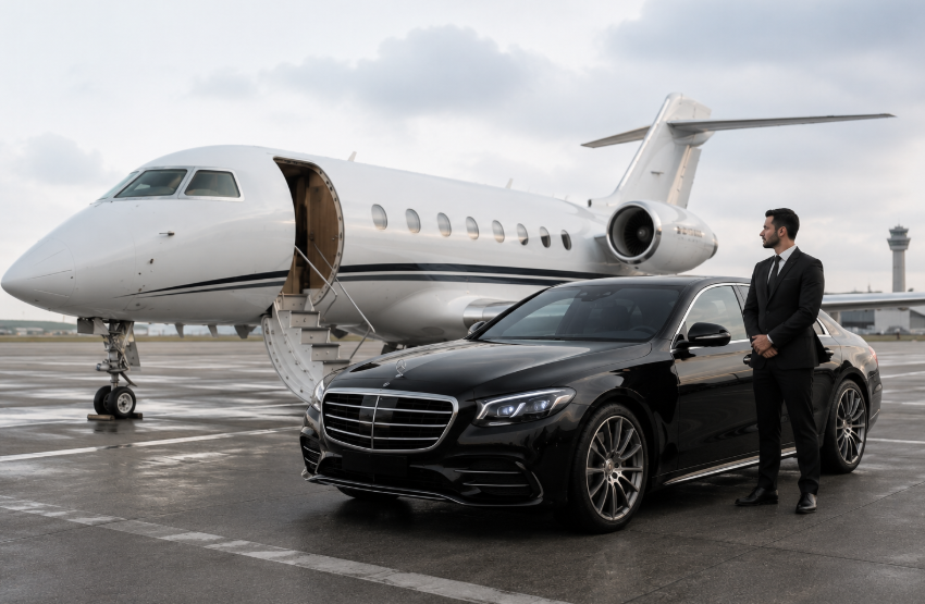 pick up at private jet airport in Chicago
